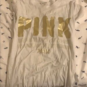🌏white and gold PINK shirt